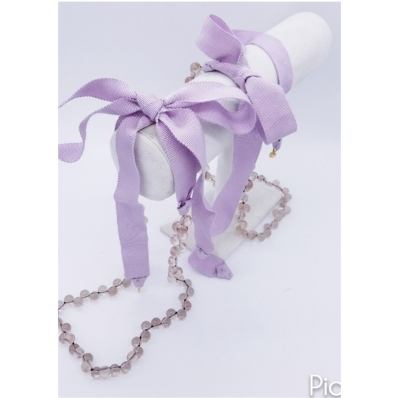 J. Crew Jewelry - J. Crew Glass Bead and Lavender Ribbon Necklace